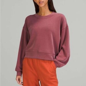 NWOT Lululemon Perfectly Oversized Cropped Crew - mulled wine, softstreme sz8